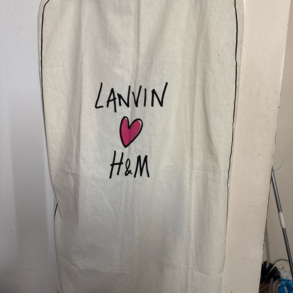 Lanvin Canvas Tote with Pink Heart and Black Logo
